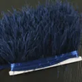 Ostrich feather trim ribbon for DIY sewing crafts costume dress skirt hem decoration cuffs craft - 037 Navy Blue