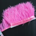 Pink ostrich feather trim ribbon fringe for DIY clothing crafts apparel dress cuffs 8-10cm - 018 Deep Pink