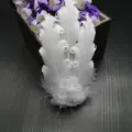 White feather hair clip with sheer flower and pearls, elegant children dance hair accessory. - Style No. 6 (3 Curls & 3 Small Flowers)