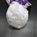 White feather hair clip with pearl rhinestone center, elegant variant headpiece accessory. - Style No. 24 (5 Feathers with Curled Hair and Gemstone)