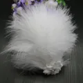 White fluffy feather hair clip with decorative flower for girls dance performance headwear. - Style No. 23 (Fluff with Ribbon Flower)