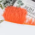 Vibrante flequillo de ribete de pluma de avestruz naranja con cinta para coser DIY - 74