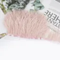 Ribete de plumas de avestruz rosas con cinta de satin para coser vestido de novia DIY. - 84
