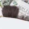Ribete de Pluma de Avestruz Marrón Fleco con Cinta para Vestido de Novia DIY Accesorio - 86