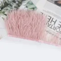 Ribete de plumas de avestruz rosa para vestido de novia DIY, costura y decoracion de ropa. - 110