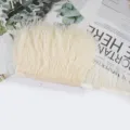 Ribete de flecos de plumas de avestruz con cinta DIY costura accesorio blanco marfil - 114