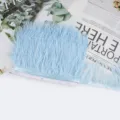 Ribete de flecos de plumas de avestruz azul claro con cinta para vestido de novia DIY. - 122