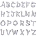 Pendeloques de lettres alphabet en métal argenté avec strass, breloques DIY de A à Z. - Alphabet Complet (26 Lettres) / 70x40mm / Or blanc