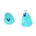 Turquoise resin ghost charm pendant for DIY jewelry making, cute Halloween handmade accessory. - 23x15mm / Blue