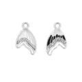 Colgantes de cola de sirena plateados accesorios de joyería DIY pedrería y esmalte - 21x12mm / Blanco K-Negro