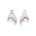Colgantes de cola de sirena en aleación DIY con pedrería y esmalte para joyería artesanal. - 21x12mm / K Blanco - Rosa