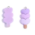 Colorful heart popsicle resin charms pendant DIY jewelry making accessories necklace keychain - 35x15mm / Purple