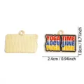 Gold alloy enamel charm pendant with yoga time text for DIY necklace making 2.4x1.8cm - Yoga Theme Pendant / 1 Piece/Pack (18x24mm) / Black