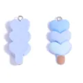 Blue heart ice cream resin charms pendant DIY jewelry making accessories for handmade necklace keychain - 35x15mm / Blue