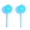 Blue lemon lollipop acrylic charm pendant diy jewelry making accessories parts craft - Blue