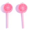 Pink lemon slice lollipop acrylic charm diy jewelry accessory keychain pendant 2pcs - Pink
