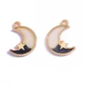 Pendentif croissant de lune étoile résine dorée accessoires bijoux DIY breloques - Style Étoile Lune (A10-104) / 19*14mm / Noir