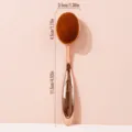 Rose gold oval makeup brush for liquid foundation, smooth blending makeup tool details. - No. 2 Foundation Brush
