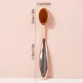 Rose gold oval makeup brush detail view showing head width and handle length dimensions. - No. 4 Foundation Brush
