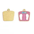 Alloy scale shape DIY jewelry pendant accessories, cute miniature weighing scale charms. - Weight Scale Shape / 1 Piece/Pack (22x20mm) / Pink