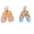 Blauw emaille ballet schoenen legering hanger met strass voor diy sieraden maken - Balletschoenen / 25*17mm / Blauw