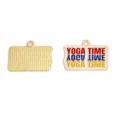 DIY alloy yoga time enamel pendant charm for handmade necklace keyring jewelry making accessories. - Yoga Theme Pendant / 1 Piece/Pack (18x24mm) / White