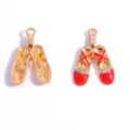Balletschoen strass geëmailleerde bedels, vergulde legering hanger voor DIY sieraden maken ketting. - Balletschoenen / 25*17mm / Rood