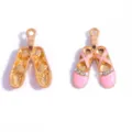 Balletschoenen legering hanger DIY sieraden accessoire met roze emaille en strass. - Balletschoenen / 25*17mm / Roze