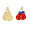 Goldfarbene Boxhandschuh Anhänger aus Metall Legierung mit Emaille für DIY Schmuckherstellung Basteln. - Boxhandschuhform / 1 Stück/Packung (25x18mm) / Rot