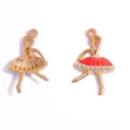 DIY ballerina danseres legering bedels set met strass en emaille voor handgemaakte sieraden. - Ballet Meisje / 30*17mm / Rood