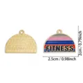 Fitness Emaillierte Metall Anhänger Charms für DIY Schmuck Zubehör Legierung Halbkreis - Fitness Thema Halbkreis Anhänger / 1 Stück (20x25mm) / Schwarz
