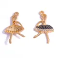 Metalen ballerina bedel DIY sieraden hanger met zwarte émail en strass voor handwerk. - Ballet Meisje / 30*17mm / Zwart