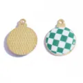 Ciondolo pendente DIY in lega con sfera natalizia a scacchi verde e bianco per gioielli. - Stile 16 / 25x20MM