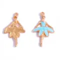 Balletdanser hanger legering DIY sieraden accessoire, goud en blauw emaille variant. - Ballet Meisje / 30*18mm / Blauw