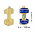 Hantel Emaille Legierung Anhänger Charm für DIY handgemachte Halsketten Schlüsselanhänger. - Kleine Hantel Form / 1 Stück/Packung (24x11mm) / Blau