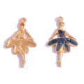 Goud en zwart emaille ballerina legering hanger DIY sieraden accessoire voor ketting sleutelhanger - Ballet Meisje / 30*18mm / Zwart