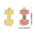Hantel Emaille Legierung DIY Schmuck Anhänger Charm, rosa und gold Design, Größe 1,1x2,4cm. - Kleine Hantel Form / 1 Stück/Packung (24x11mm) / Rosa
