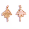 Goudkleurige legering ballerina danser bedels hangers voor DIY handgemaakte kettingen sleutelhangers - Ballet Meisje / 30*18mm / Wit