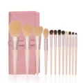 12-piece makeup brush set with a pink storage bag, soft bristles for professional face and eye makeup. - 12 Pieces With Bag / Brush Bag Included / Pink
