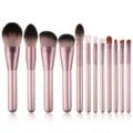 Professionelles 12-teiliges Make-up-Pinsel-Set mit Roségoldgriffen und weichen Borsten für Gesicht. - 12 Pinsel Nur