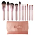 12-teiliges Roségold Make-up Pinsel Set mit weichen Borsten und edler Tasche für Gesicht. - 12 Pinsel Mit Tasche