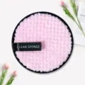 Soft pink round microfiber makeup removal pad washable facial cleansing sponge beauty tool - Pineapple Grid / 12cm / Light Pink