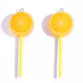 Yellow lemon slice lollipop acrylic pendant charm for DIY jewelry making and keychain decor. - Yellow