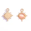 Goldener Sonnen Metall Anhänger mit rosa Katzenauge Stein für DIY handgemachte Ketten Armbänder - Sonnenform / 17 mm * 14 mm / Hellgold-Rosa