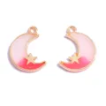 DIY Etoile Lune Resine Alliage Pendentifs Rose Degrade Paillettes Bijoux Loisirs - Style Étoile Lune (A10-104) / 19*14mm / Rouge