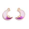 Pendentif étoile lune dégradé DIY, charm en résine époxy violet blanc pour colliers faits main. - Style Étoile Lune (A10-104) / 19*14mm / Violet