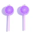 Purple lemon slice lollipop acrylic charms for DIY jewelry making and keychain accessories - Purple