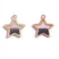Gouden ster-epoxy hangers met zwart-witte verloopkleur en glitter voor handgemaakte sieraden. - Ster Stijl (A10-105) / 19*16mm / Zwart