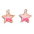Gouden legering roze glitterende ster hanger voor het maken van mooie DIY sieraden - Ster Stijl (A10-105) / 19*16mm / Rood