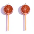 Orange slice lollipop acrylic DIY charm pendant jewelry accessory set for bag keychain craft. - Coffee